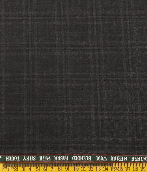 Raymond Men's Self Broad Checks 35% Merino Wool Unstitched Suit Fabric (Dark Grey