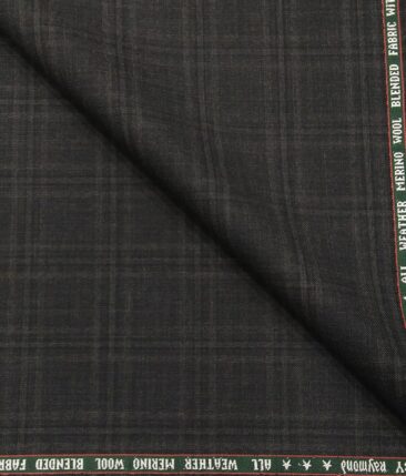 Raymond Men's Self Broad Checks 35% Merino Wool Unstitched Suit Fabric (Dark Grey