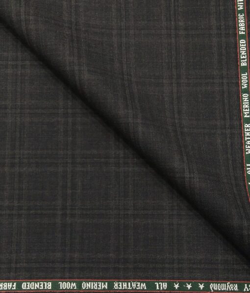 Raymond Men's Self Broad Checks 35% Merino Wool Unstitched Suit Fabric (Dark Grey