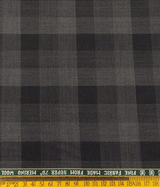 Raymond Men's Broad Checks 35% Merino Wool Super 70's Unstitched Suit Fabric (Black and Grey
