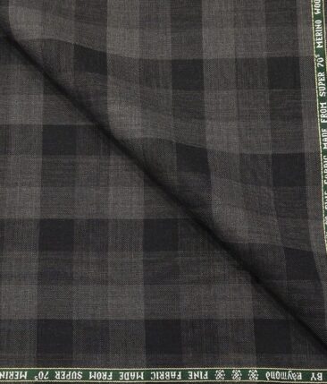 Raymond Men's Broad Checks 35% Merino Wool Super 70's Unstitched Suit Fabric (Black and Grey