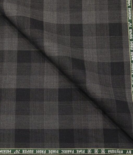Raymond Men's Broad Checks 35% Merino Wool Super 70's Unstitched Suit Fabric (Black and Grey