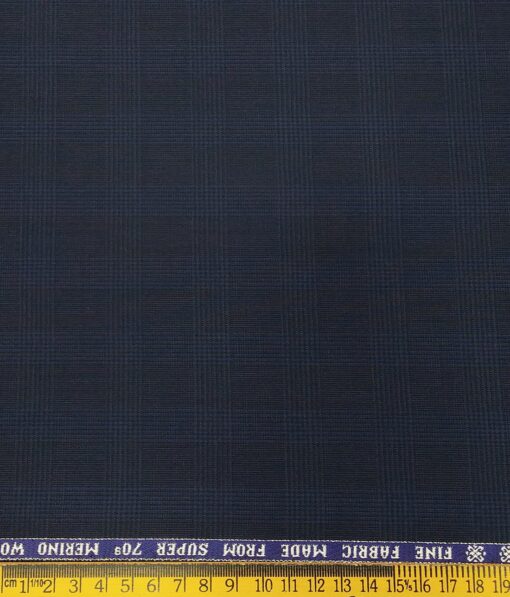 Raymond Men's Self Broad Checks 35% Merino Woo Super 70's Unstitched Suit Fabric (Dark Blue