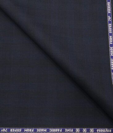 Raymond Men's Self Broad Checks 35% Merino Woo Super 70's Unstitched Suit Fabric (Dark Blue