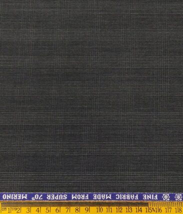 Raymond Men's Self Checks 35% Merino Wool Unstitched Suit Fabric (Dark Worsted Grey