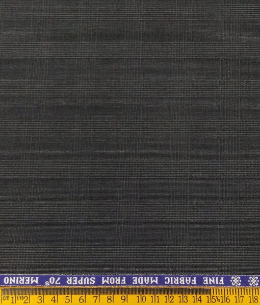 Raymond Men's Self Checks 35% Merino Wool Unstitched Suit Fabric (Dark Worsted Grey