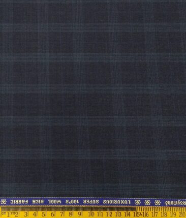 Raymond Men's Self Broad Checks 50% Merino Wool Super 100's Unstitched Suit Fabric (Dark Blue