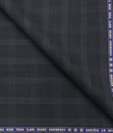 Raymond Men's Self Broad Checks 50% Merino Wool Super 100's Unstitched Suit Fabric (Dark Blue