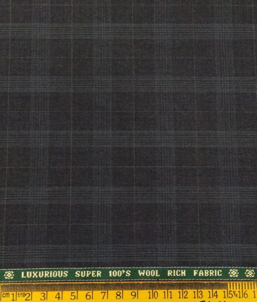 Raymond Men's Self Broad Checks 50% Merino Wool Super 100's Unstitched Suit Fabric (Dark Grey
