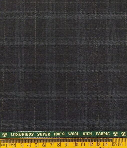 Raymond Men's Self Broad Checks 50% Merino Wool Super 100's Unstitched Suit Fabric (Dark Grey