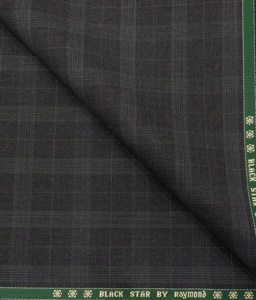 Raymond Men's Self Broad Checks 50% Merino Wool Super 100's Unstitched Suit Fabric (Dark Grey