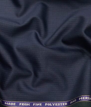 Raymond Men's Self Striped 35% Merino Wool Unstitched Suiting Fabric (Royal Blue)