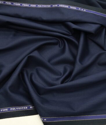 Raymond Men's Self Striped 35% Merino Wool Unstitched Suiting Fabric (Royal Blue)