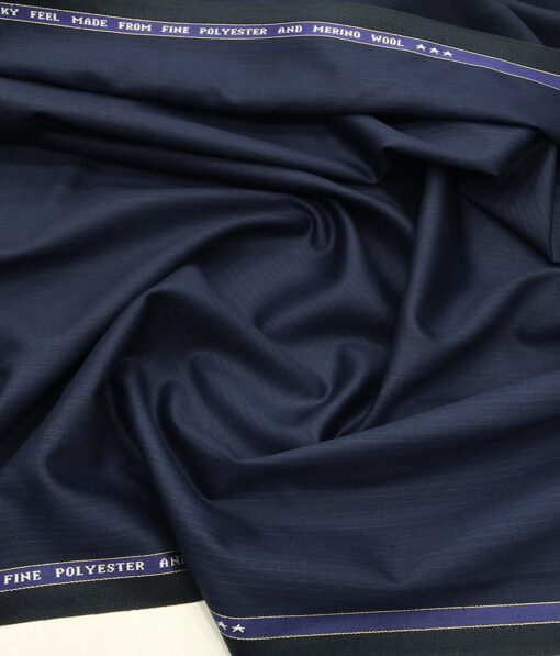 Raymond Men's Self Striped 35% Merino Wool Unstitched Suiting Fabric (Royal Blue)