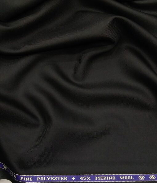 Raymond Men's Solids 45% Merino Wool Unstitched Suiting Fabric (Black)