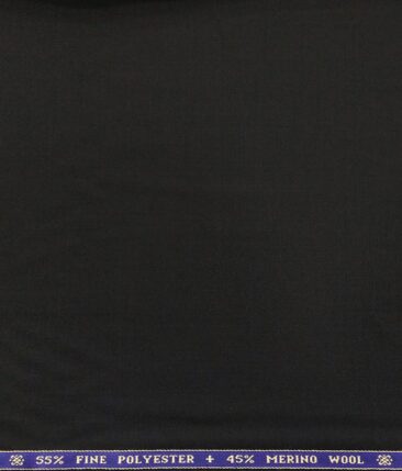 Raymond Men's Solids 45% Merino Wool Unstitched Suiting Fabric (Black)