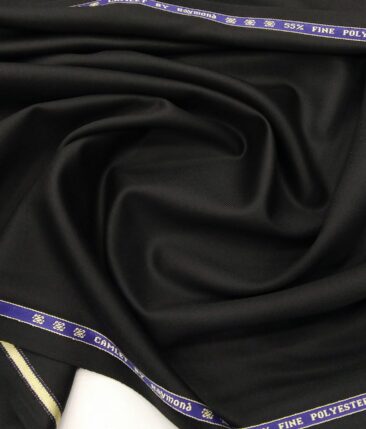Raymond Men's Solids 45% Merino Wool Unstitched Suiting Fabric (Black)