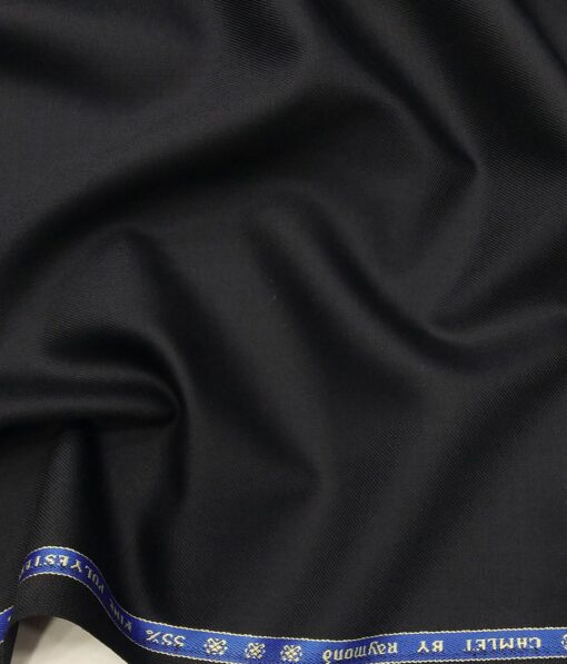 Raymond Men's Solids 45% Merino Wool Unstitched Suiting Fabric (Dark Navy Blue)