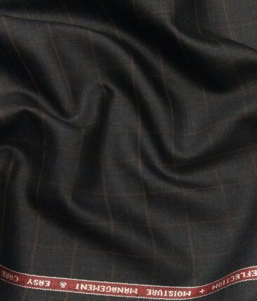 Raymond Men's Brown Checks 35% Merino Wool Unstitched Suiting Fabric (Blackish Grey)
