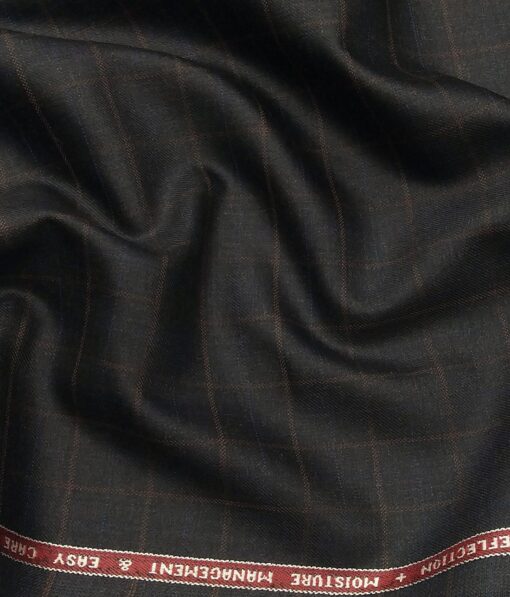 Raymond Men's Brown Checks 35% Merino Wool Unstitched Suiting Fabric (Blackish Grey)