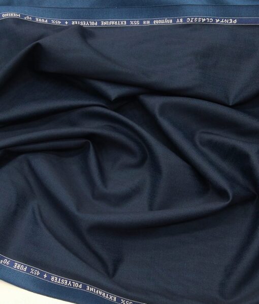 Raymond Men's 45% Merino Wool Super 90's Self Design Unstitched Suiting Fabric (Dark Arctic Blue)