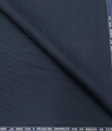 Raymond Men's 45% Merino Wool Super 90's Self Design Unstitched Suiting Fabric (Dark Arctic Blue)