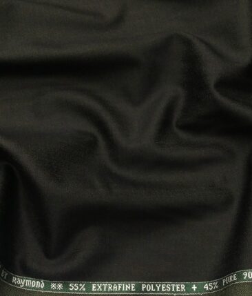 Raymond Men's 45% Merino Wool Super 90's Self Design Unstitched Suiting Fabric (Dark Green)