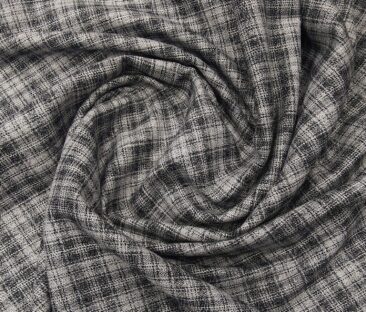 Absoluto Men's Terry Rayon Unstitched Checks Suiting Fabric (Light Grey)