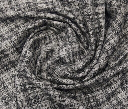 Absoluto Men's Terry Rayon Unstitched Checks Suiting Fabric (Light Grey)