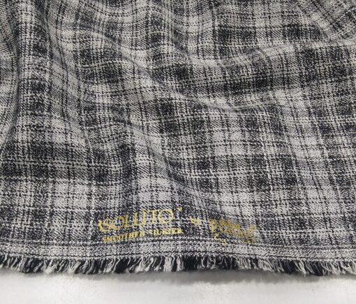 Absoluto Men's Terry Rayon Unstitched Checks Suiting Fabric (Light Grey)