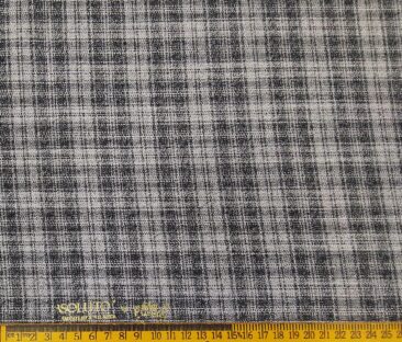 Absoluto Men's Terry Rayon Unstitched Checks Suiting Fabric (Light Grey)