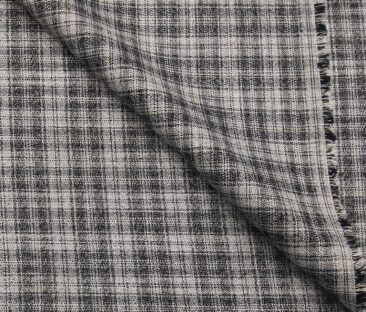 Absoluto Men's Terry Rayon Unstitched Checks Suiting Fabric (Light Grey)