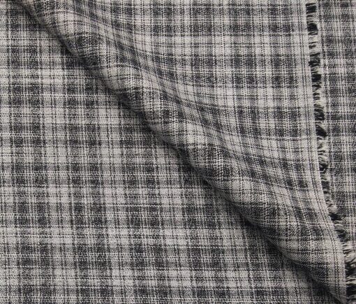 Absoluto Men's Terry Rayon Unstitched Checks Suiting Fabric (Light Grey)
