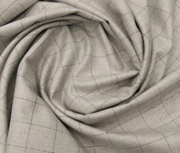 Absoluto Men's Terry Rayon Unstitched Checks Suiting Fabric (Light Grey)
