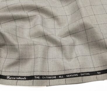 Absoluto Men's Terry Rayon Unstitched Checks Suiting Fabric (Light Grey)