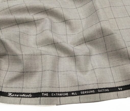 Absoluto Men's Terry Rayon Unstitched Checks Suiting Fabric (Light Grey)
