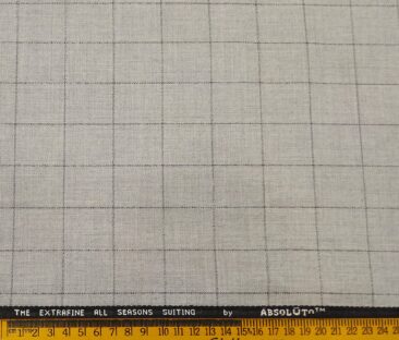 Absoluto Men's Terry Rayon Unstitched Checks Suiting Fabric (Light Grey)