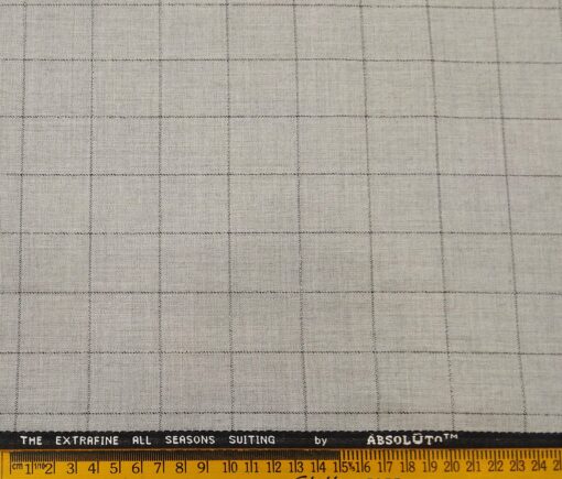 Absoluto Men's Terry Rayon Unstitched Checks Suiting Fabric (Light Grey)