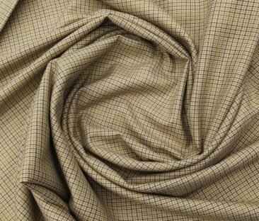 Absoluto Men's Terry Rayon Unstitched Checks Suiting Fabric (Beige)