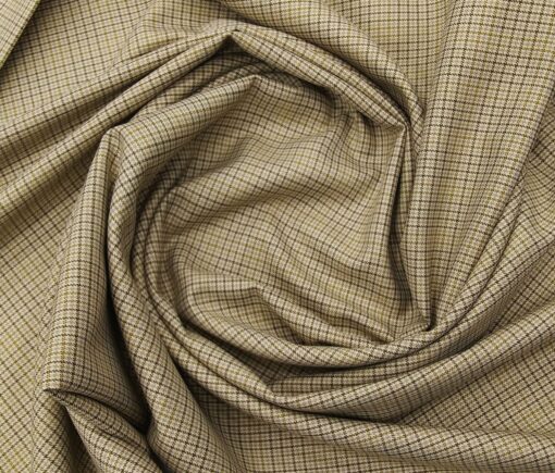 Absoluto Men's Terry Rayon Unstitched Checks Suiting Fabric (Beige)