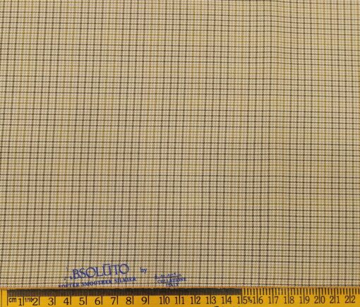 Absoluto Men's Terry Rayon Unstitched Checks Suiting Fabric (Beige)