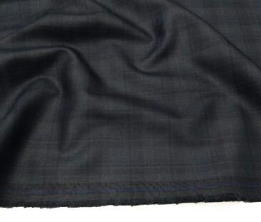 Absoluto Men's Terry Rayon Unstitched Self Checks Suiting Fabric (Dark Blue)