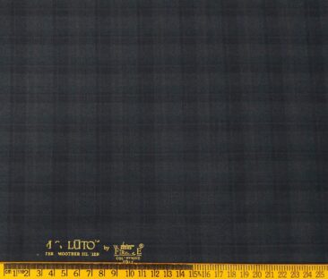 Absoluto Men's Terry Rayon Unstitched Self Checks Suiting Fabric (Dark Blue)