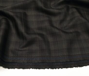 Absoluto Men's Terry Rayon Unstitched Self Checks Suiting Fabric (Dark Brown)
