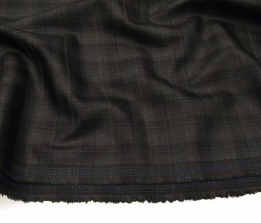 Absoluto Men's Terry Rayon Unstitched Self Checks Suiting Fabric (Dark Brown)