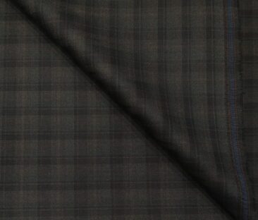 Absoluto Men's Terry Rayon Unstitched Self Checks Suiting Fabric (Dark Brown)