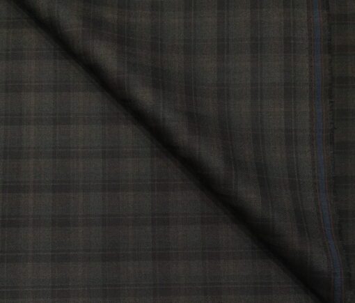Absoluto Men's Terry Rayon Unstitched Self Checks Suiting Fabric (Dark Brown)