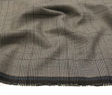 Absoluto Men's Terry Rayon Unstitched Structured Cum Checks Suiting Fabric (Beigish Grey)