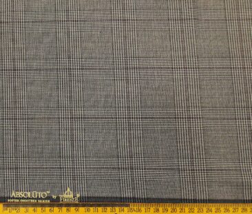 Absoluto Men's Terry Rayon Unstitched Structured Cum Checks Suiting Fabric (Beigish Grey)