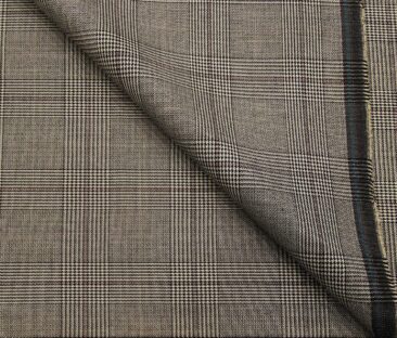 Absoluto Men's Terry Rayon Unstitched Structured Cum Checks Suiting Fabric (Beigish Grey)